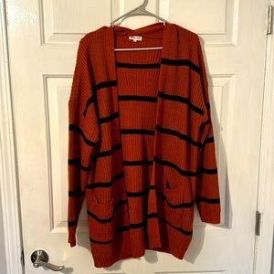 Medium - rusty orange and black strip cardigan - EUC